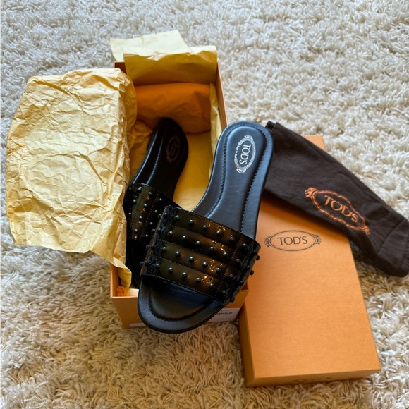 TODS black sandal slides - Picture 4 of 5